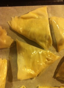 Garlicky Mushroom Phyllo Triangles
